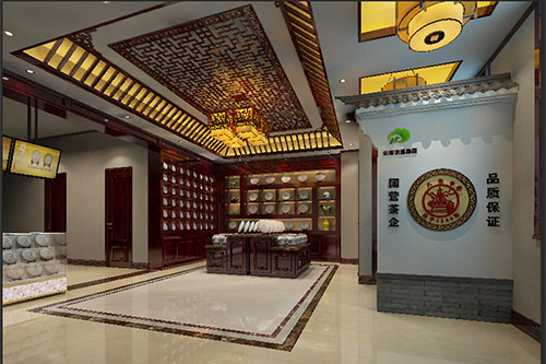 饶平古朴典雅的中式茶叶店大堂设计效果图